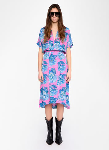 Robe midi manches courtes imprimée ZADIG&VOLTAIRE Rose